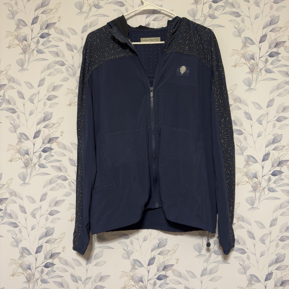 Outdoor Voices Light Full Zip Jacket Blue Unisex Medium Name On Back